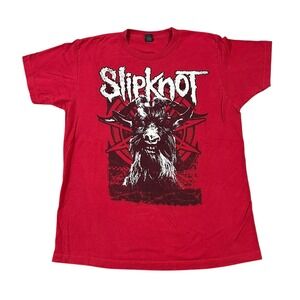 Y2K Slipknot Iowa Goat Mens L Red T‎ Shirt Music Heavy Metal Short Sleeve Cotton